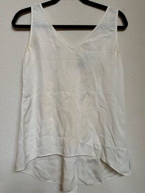 Theory Ivory 100% Silk Narcyz Modern V-Neck Tank Top Size P